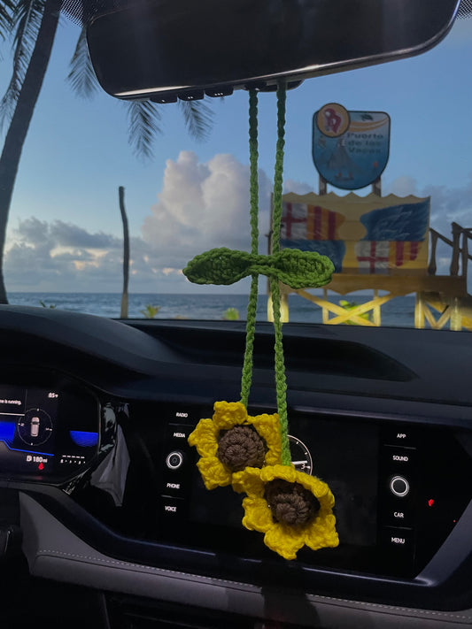 Crochet hanging sunflower